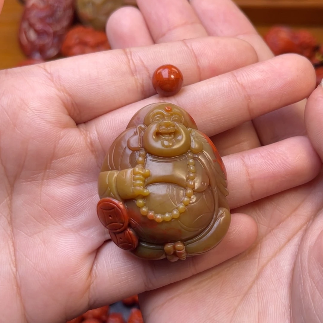 南红玛瑙未镶嵌凉山包浆料精品巧雕佛公吊坠