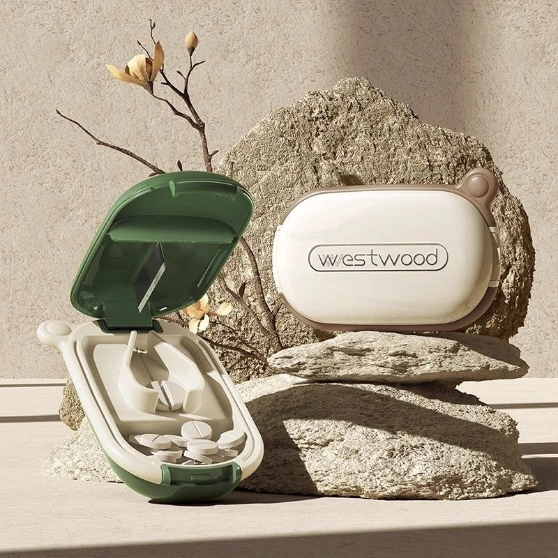 精准切药器一分二带药盒分装便携药片切割神器药物随身收纳盒迷你