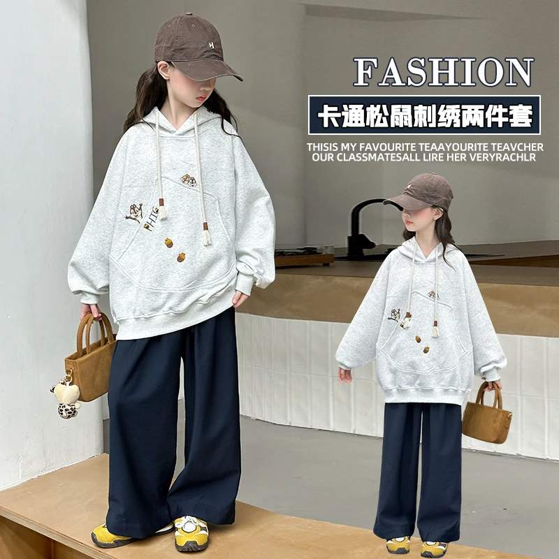 女童秋装运动套装2025新款女大童洋气卫衣儿童春秋季休闲裤两件套