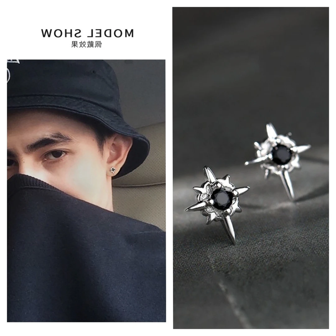 925银耳饰 S925银星芒耳钉2025新款爆款情侣耳环养耳洞耳骨钉耳饰