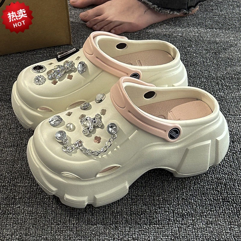 日本GP厚底洞洞鞋女款夏季新款沙滩凉鞋外穿包头增高踩屎感拖鞋