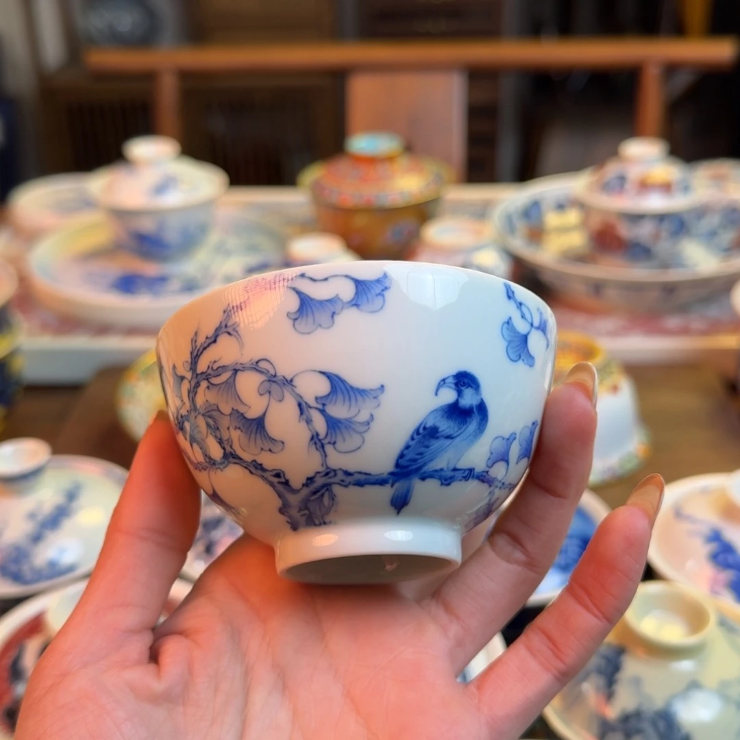 杯重工花鸟杯纯手绘福利