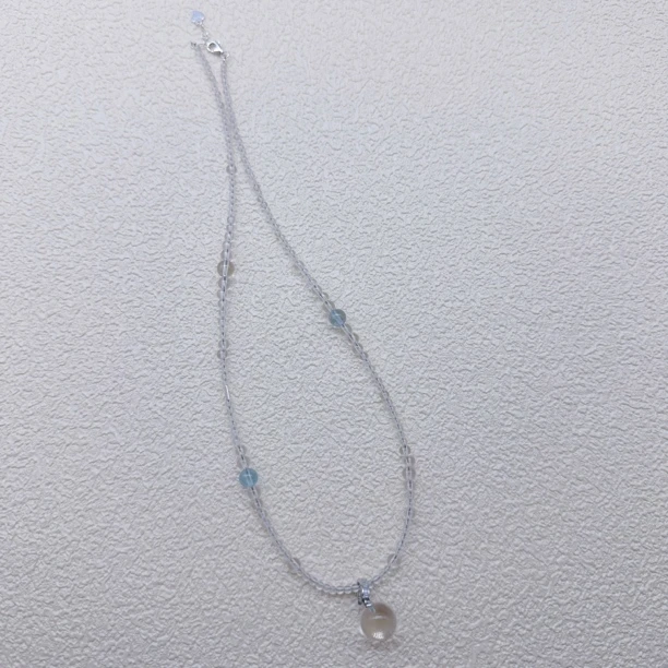 天然白水晶球套链锁骨链