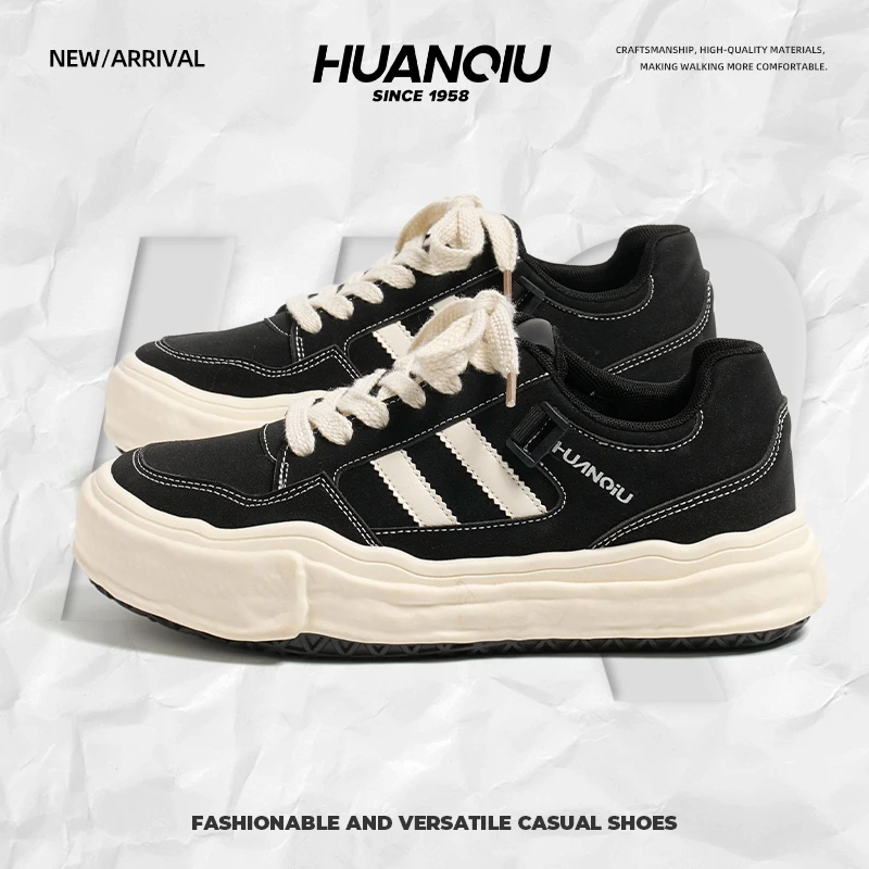 环球厚底增高帆布鞋男款2025秋冬季新款休闲百搭溶解鞋通勤休闲鞋