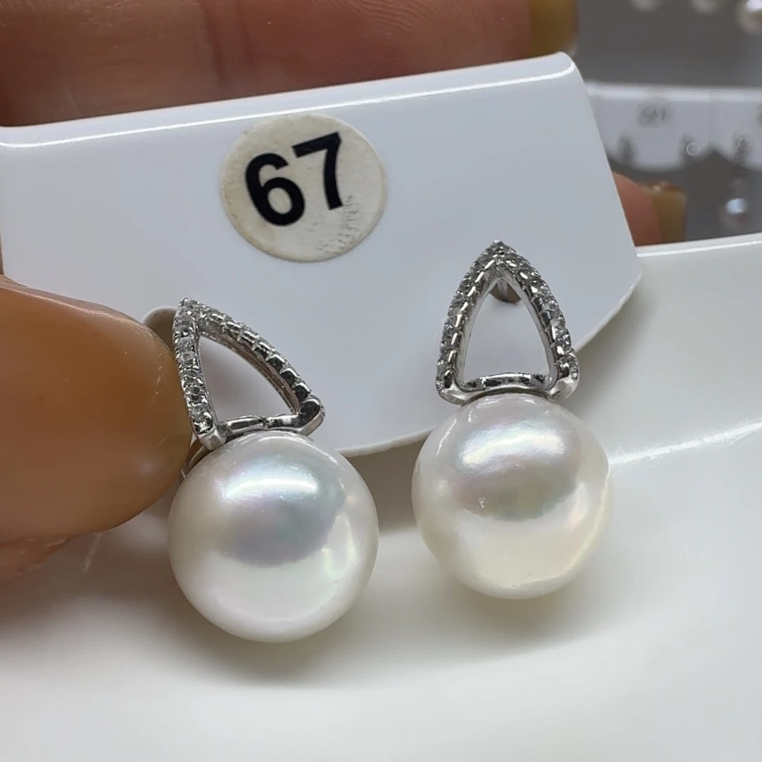 淡水珍珠耳饰银S925镶嵌珍珠