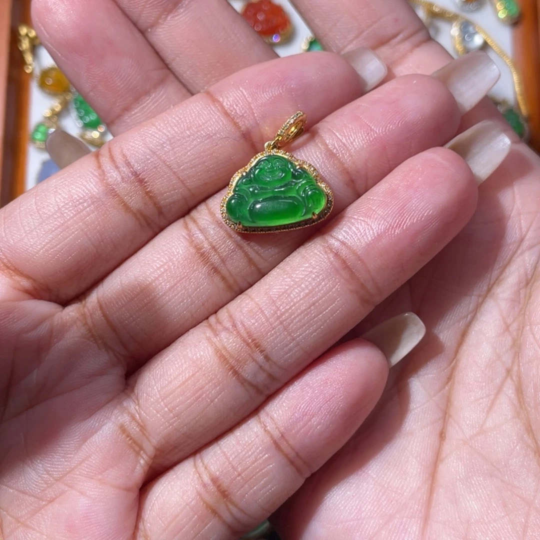 吊坠(不含链)18K金镶嵌翡翠
