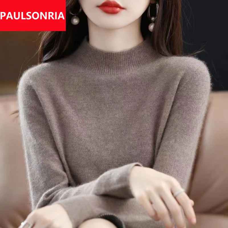 保罗服秋冬百搭羊毛衫女半高领宽松毛衣加厚羊毛长袖内搭针织衫