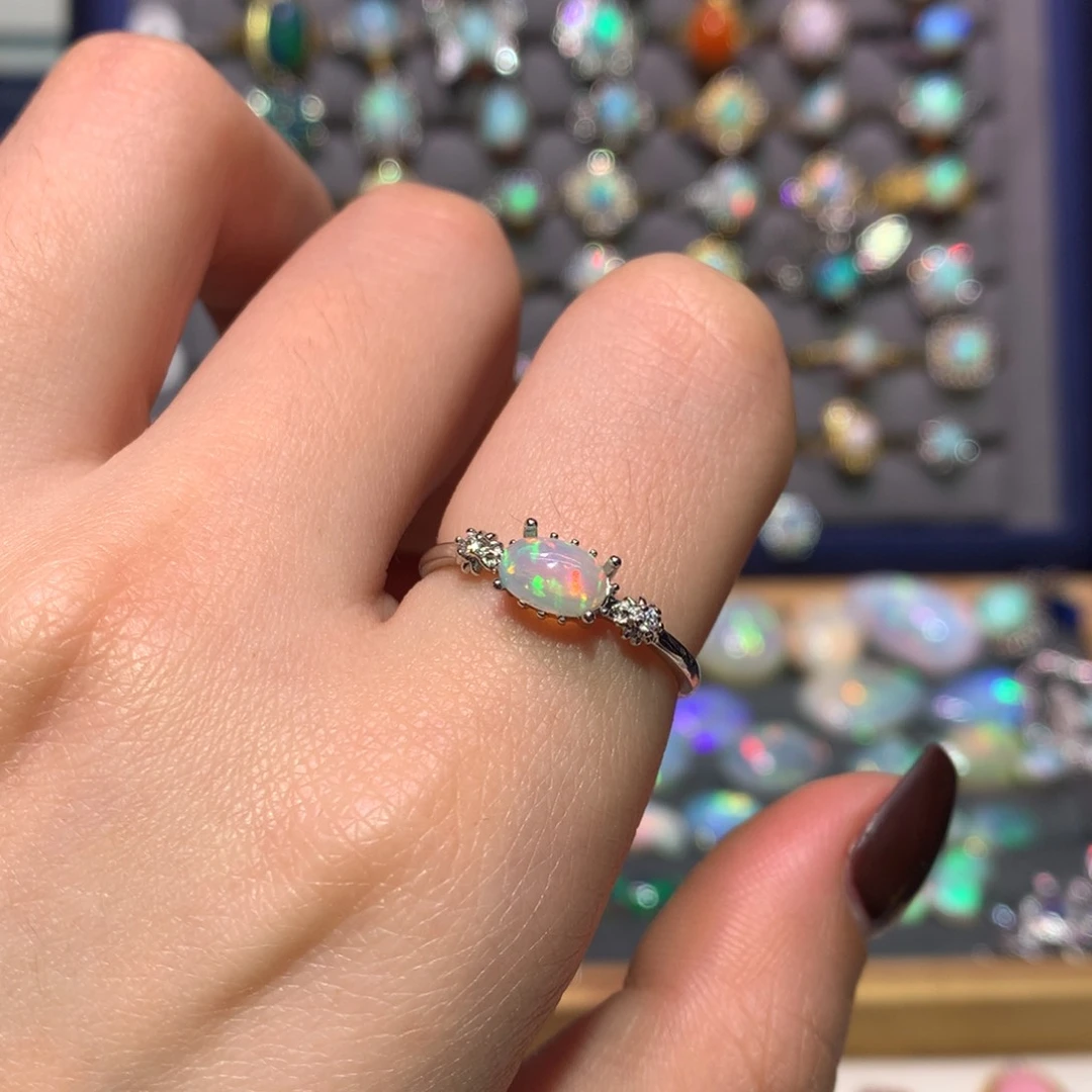 银S925镶嵌欧泊戒指款式晓*