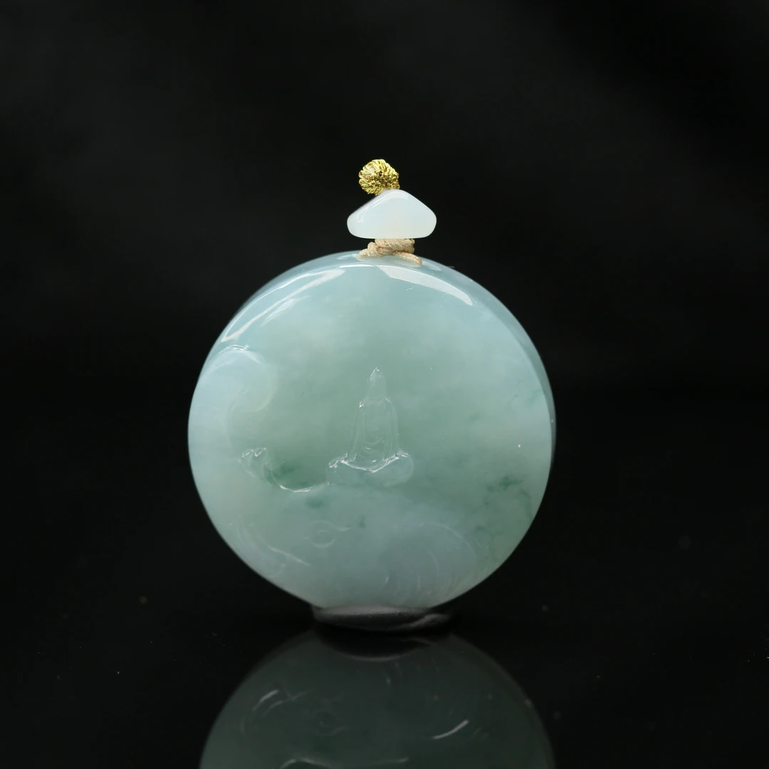 28天然缅甸翡翠A货冰飘花普贤菩萨/200828保利厦门拍卖