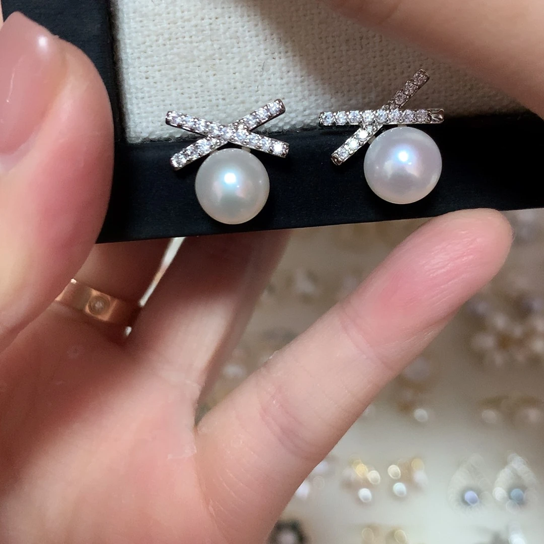 淡水珍珠耳饰合金万***.