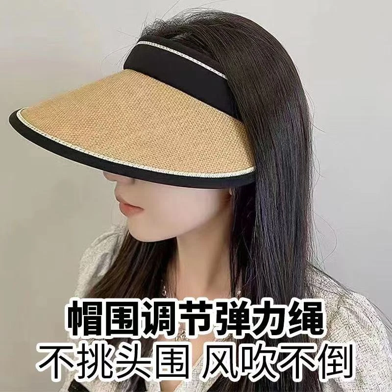 UPF50+大帽檐夏季骑车防紫外线空顶防晒帽女太阳帽子遮阳帽遮脸gh