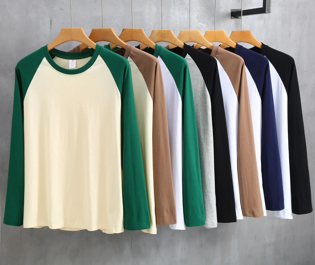 插肩袖长T恤内搭打底衫长袖高定高品质舒适100%纯棉（1207#款新）