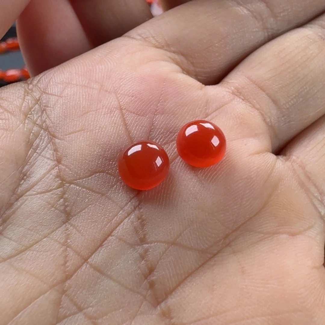 未镶嵌冰红耳钉南红玛瑙