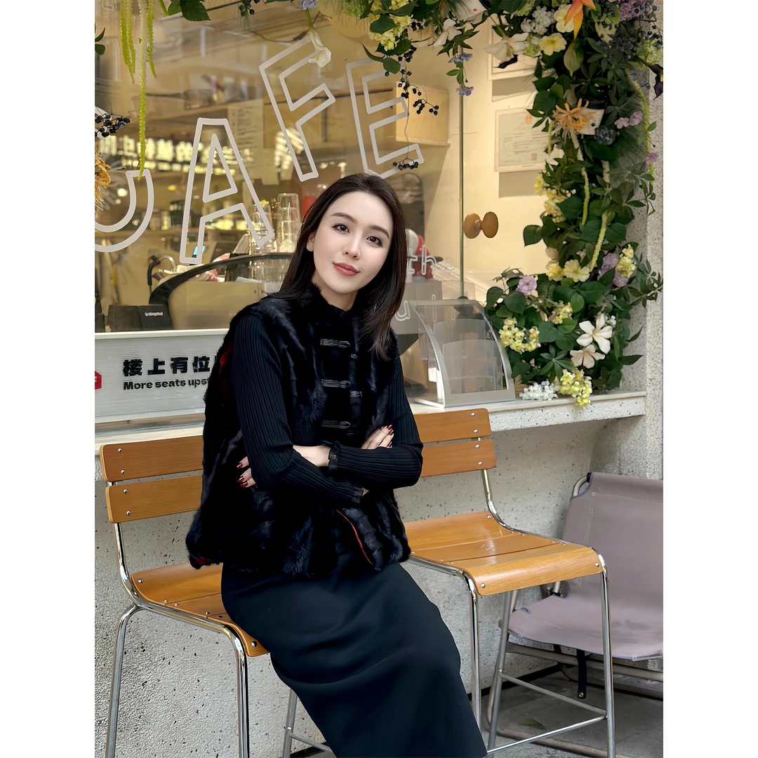 JESSICA WU【国奢美学】水貂盘扣两面穿撞色立领中式马甲2536913006