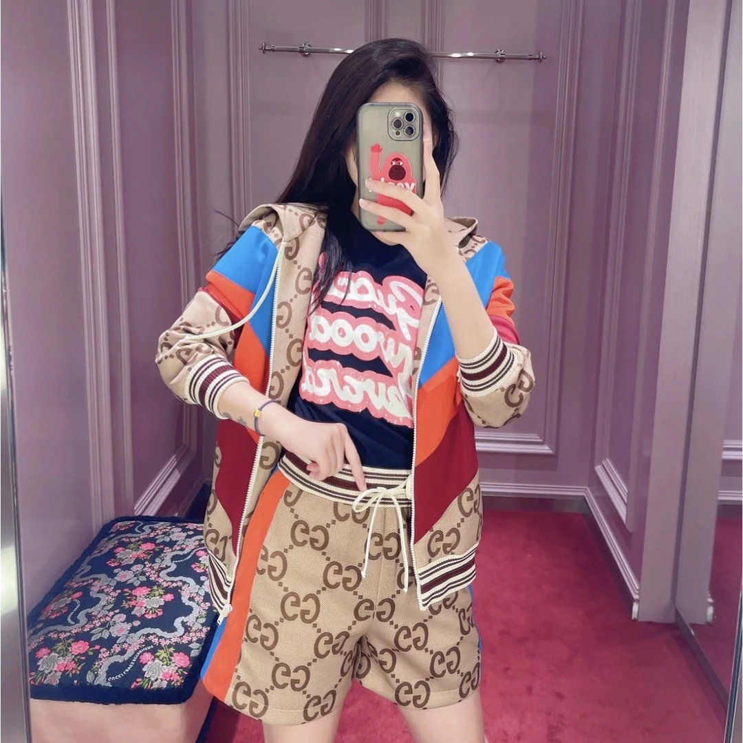 全新未使用 GUCCI/古驰 满印抽绳直筒休闲短裤/M