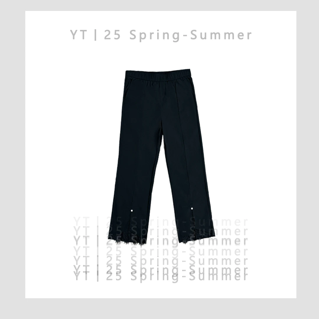 YT&不贴腿四面弹春夏新款显瘦九分裤女时尚休闲百搭高腰蕾丝#i088