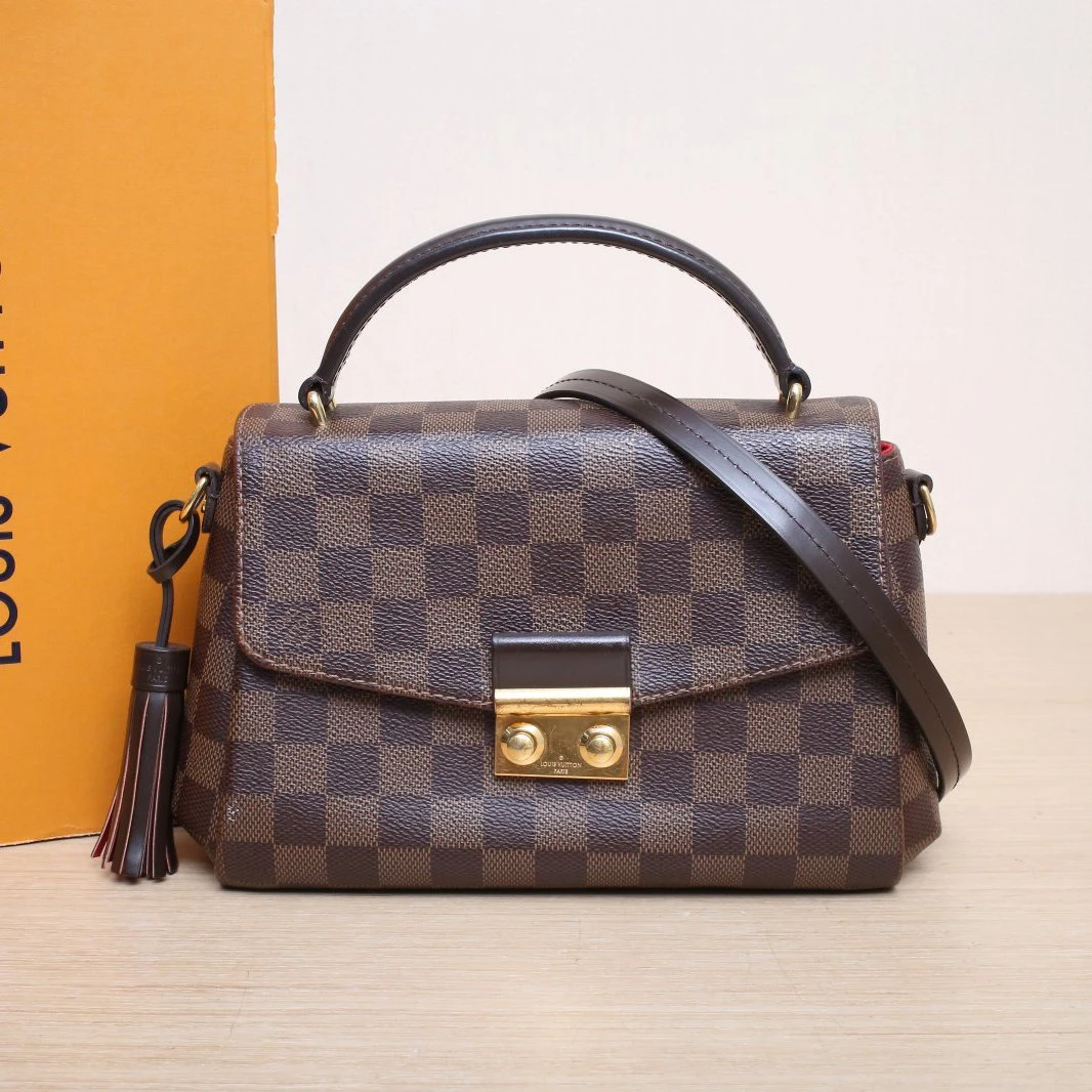 95新 LouisVuitton/路易威登 小花双双 手柄邮差包 棕棋盘 2020