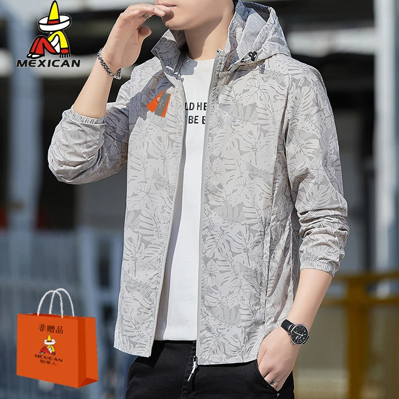Mexican/稻草人防晒衣男士夏季轻薄防紫外线连帽钓鱼户外运动风衣