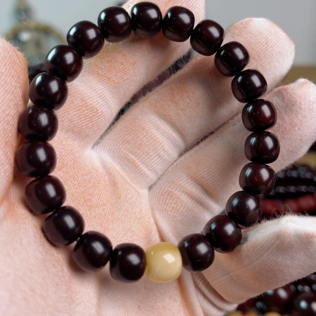 手串/手链小叶紫檀9/10老型高油润老泥料多星配蜜蜡