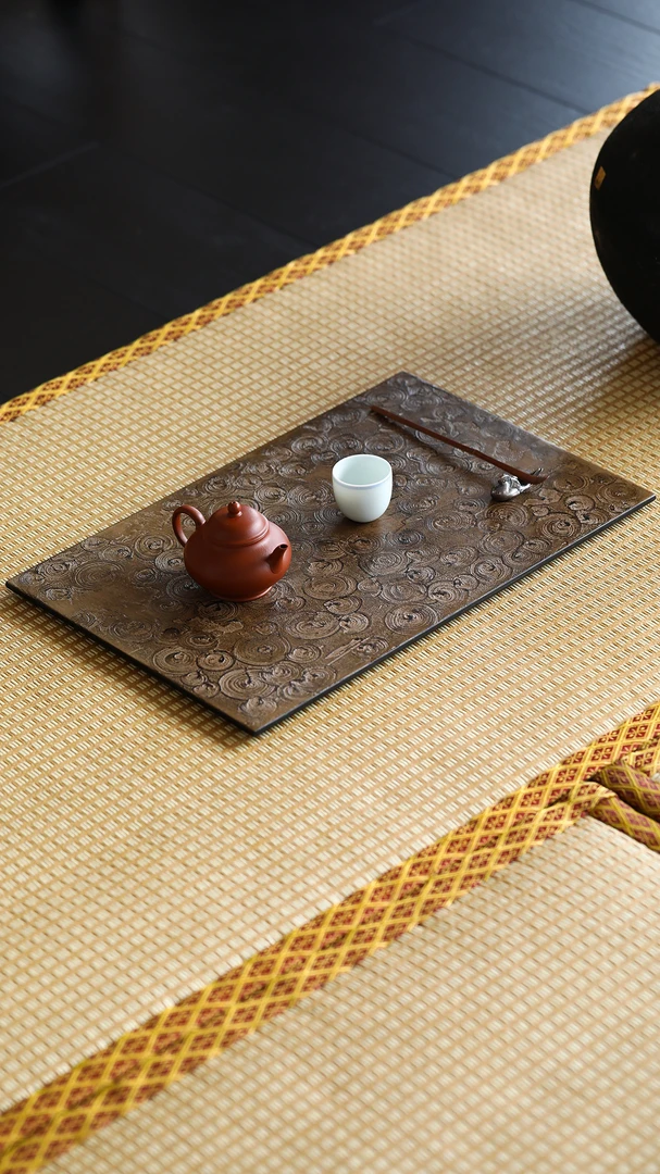 【弥生茶器】美林手工大漆脱胎茶盘长方形干泡台中式茶托40*26cm