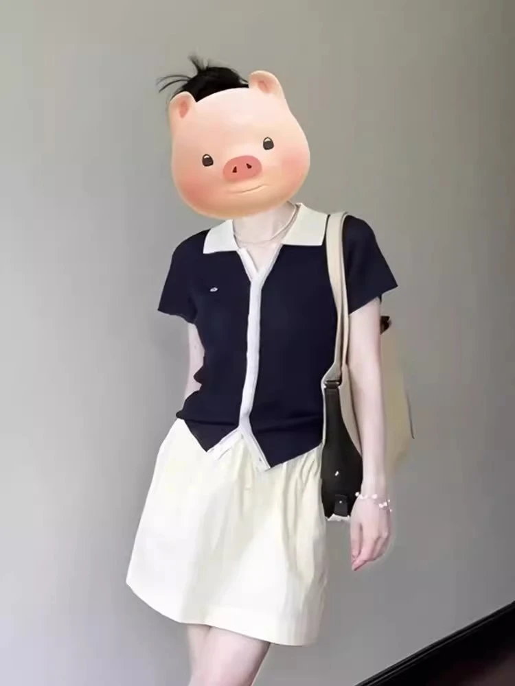 夏季穿搭一整套2025新款巨好看小个子韩系绝美漂亮polo衫短裙套装