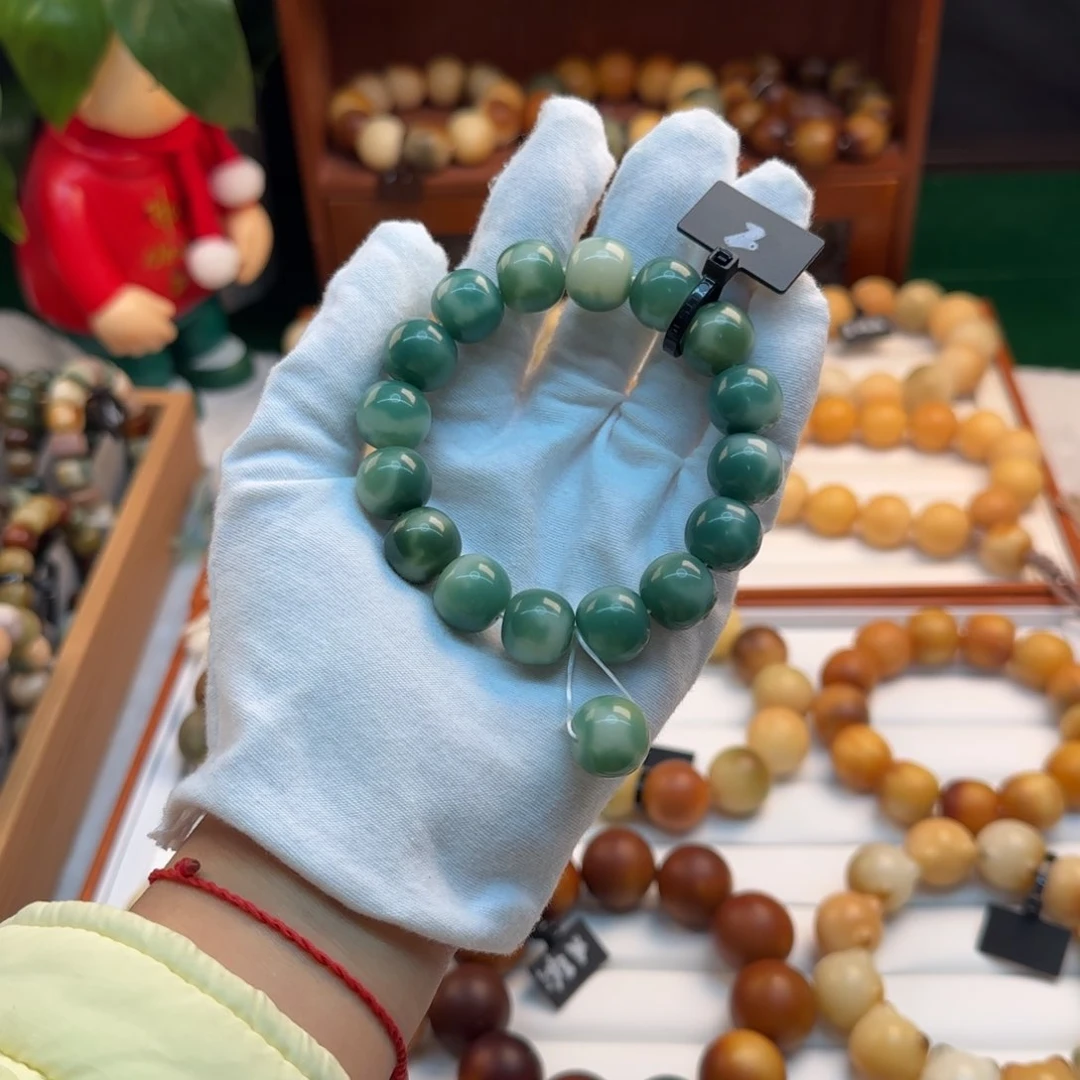 菩提根/象牙果手串卡14桶珠绿色系全品