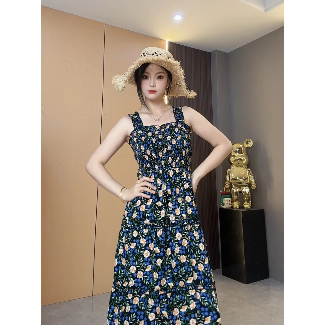 长款度假风繁华系列打揽连衣裙时尚显瘦气质长裙欧若动感风