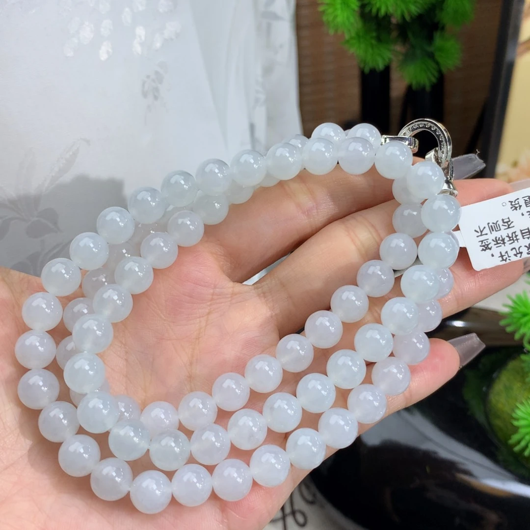 翡翠手链未镶嵌卡8冰胶白月光项链