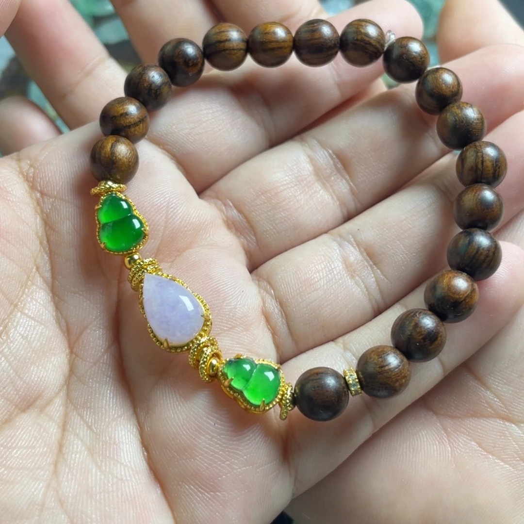 翡翠银S925镶嵌手链手串