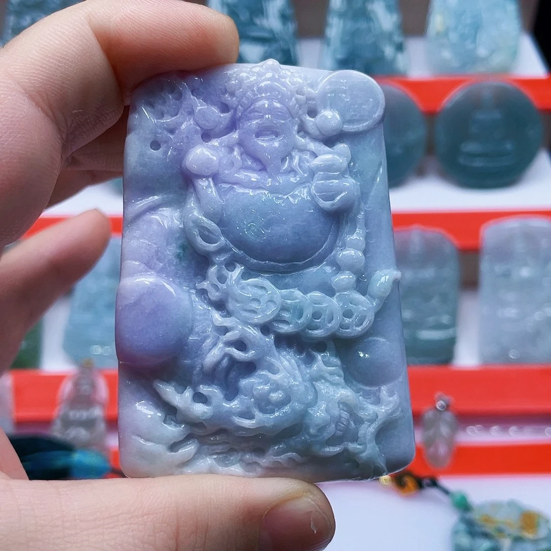 翡翠未镶嵌颈饰紫色财神