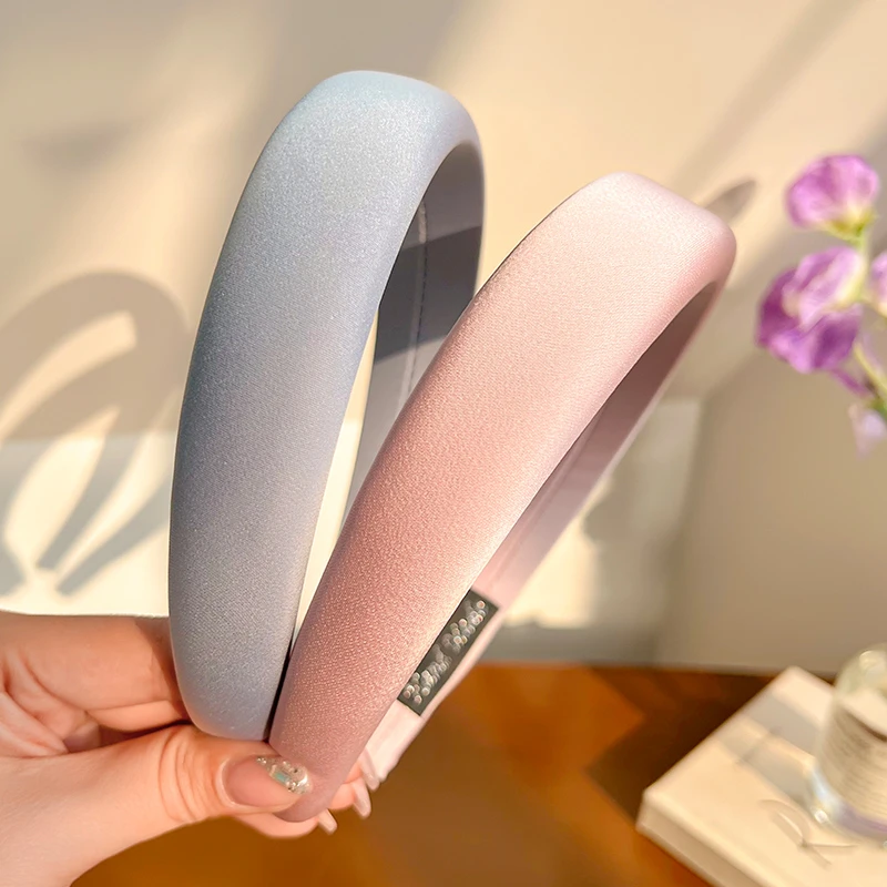 糖果色丝光发箍女夏高颅顶压发宽边头箍温柔气质洗脸防滑发卡发捆