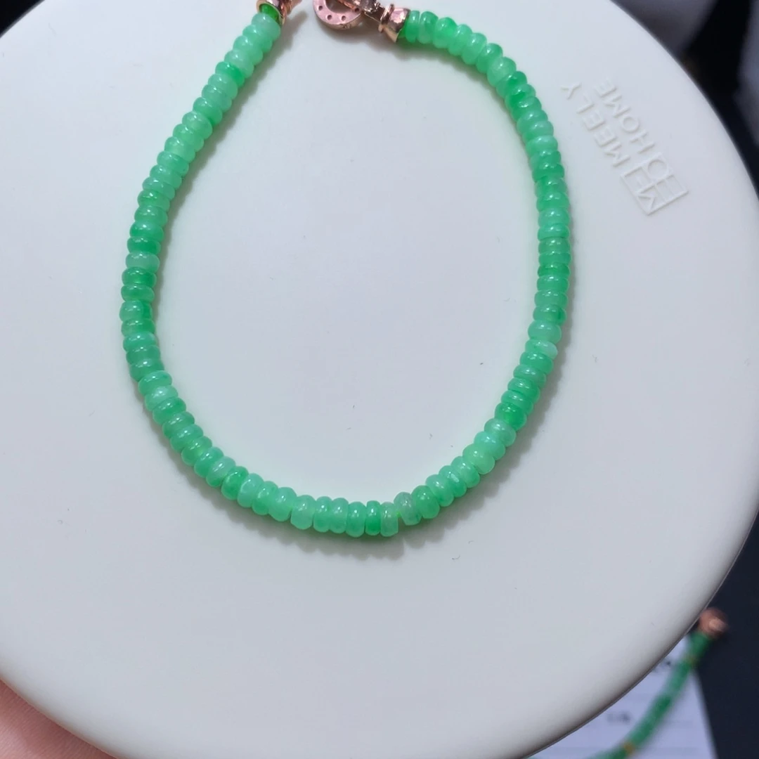 翡翠未镶嵌挂件48小时鉴赏期果绿算盘手串