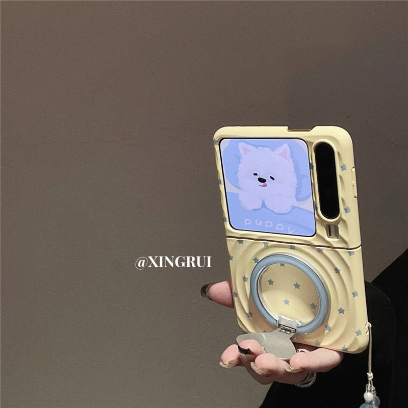 卡通小狗磁吸支架适用三星galaxyzflip7/6/5手机壳w25/24折叠屏套