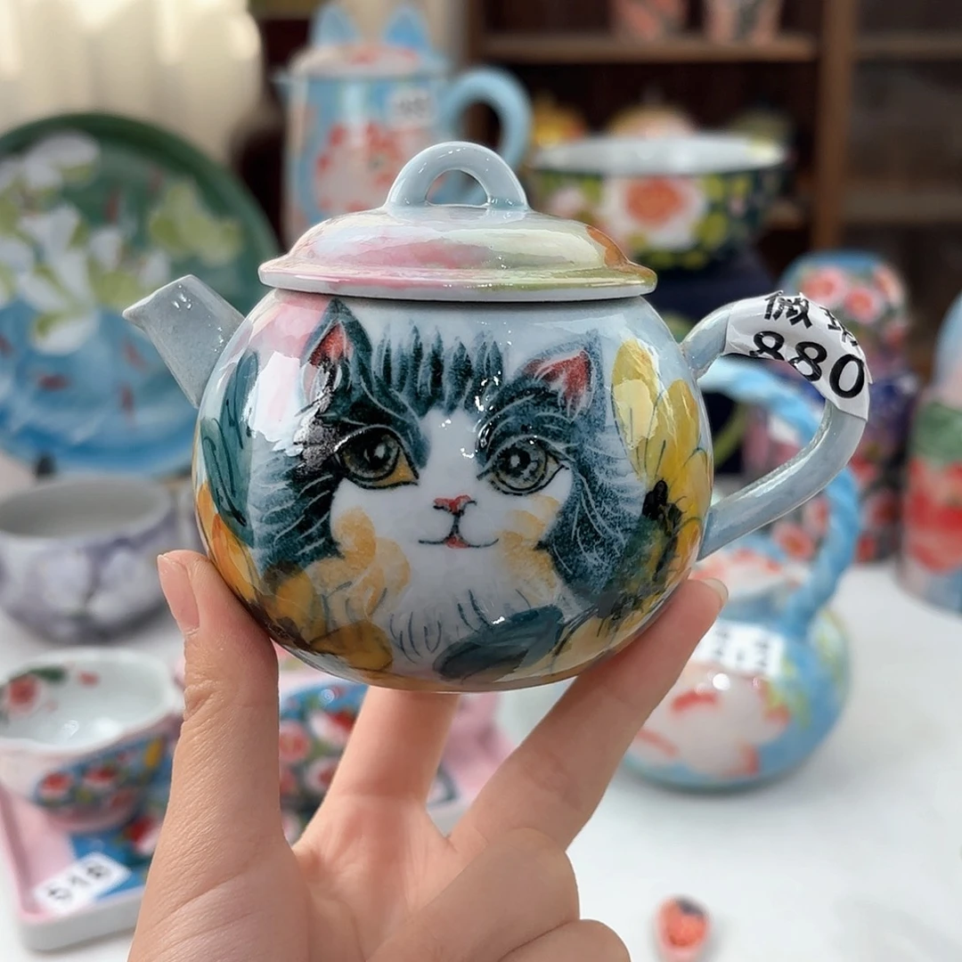 景德镇手绘高温釉下彩陶瓷茶具