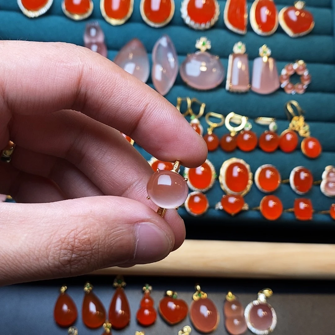 南红玛瑙银S925镶嵌戒指