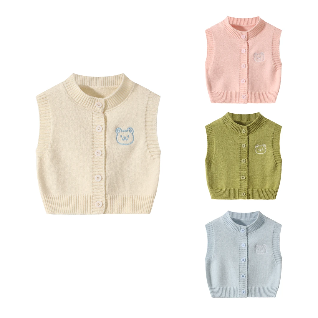 纯色韩版女厚款常规男女通用马甲男童春秋毛线针织马甲