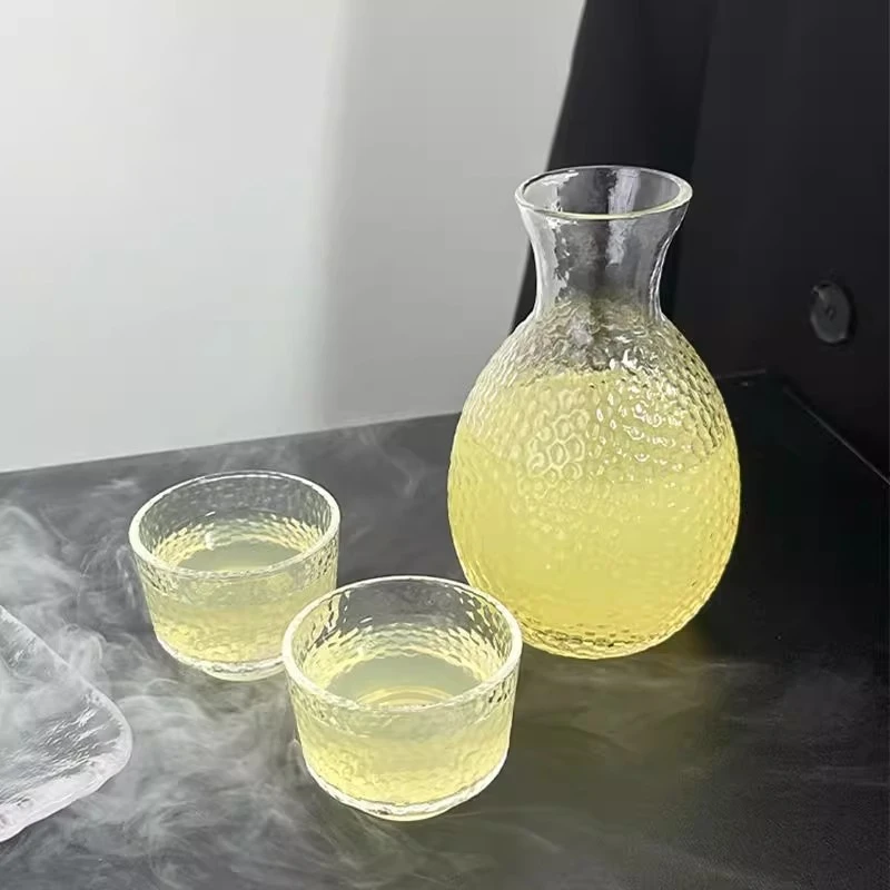 耐热酒壶套装温酒透明专用玻璃壶手工白酒套装锤纹酒杯古风冰酒器