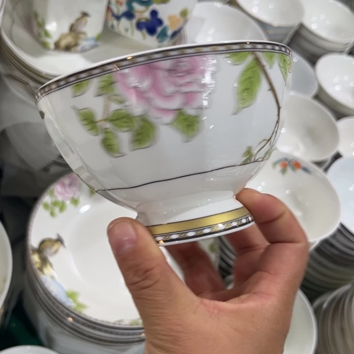 瓷片琴瑟和鸣碗六个4.5寸