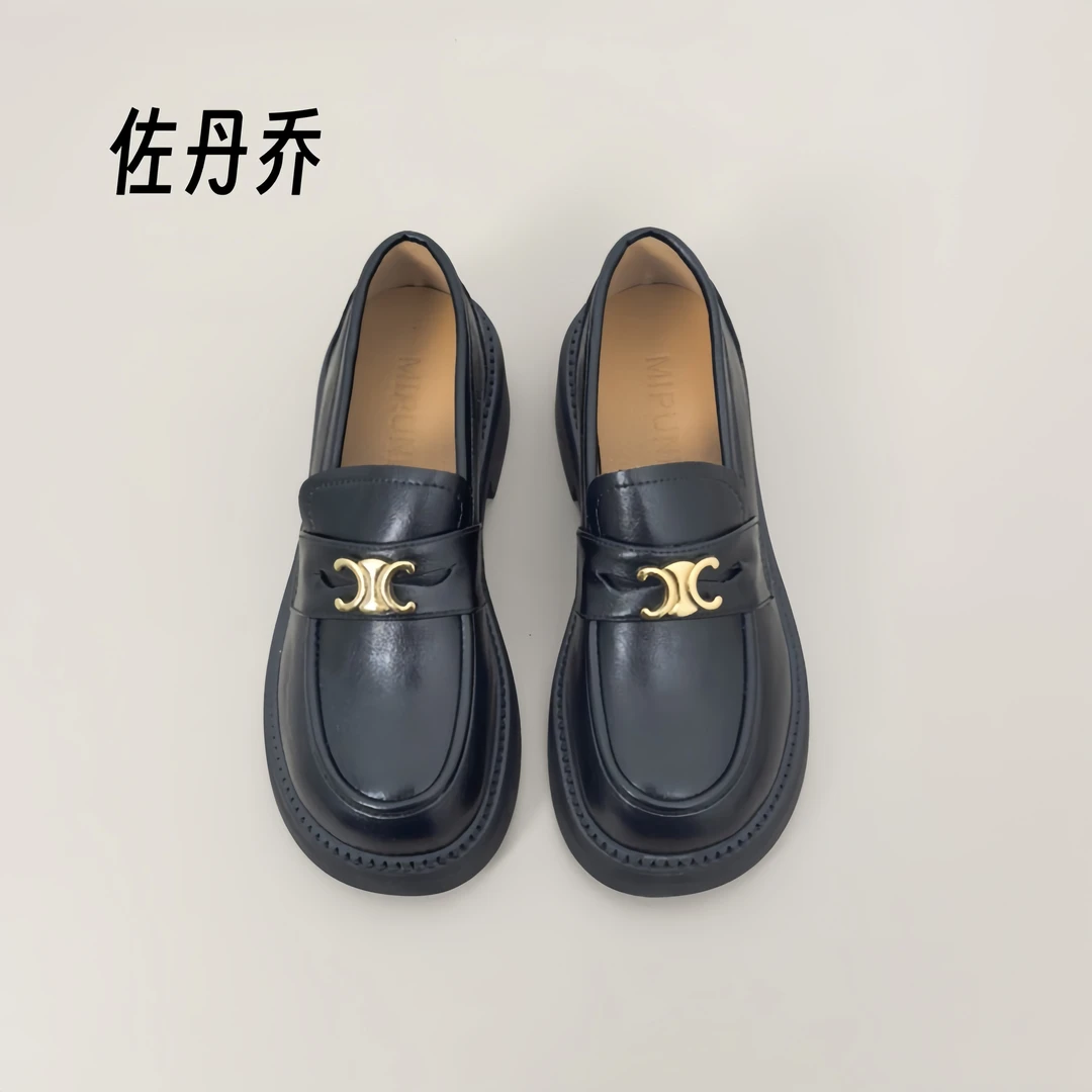 学院风厚底乐福鞋女2025新款秋季英伦风凯旋门黑色小皮鞋春秋单鞋