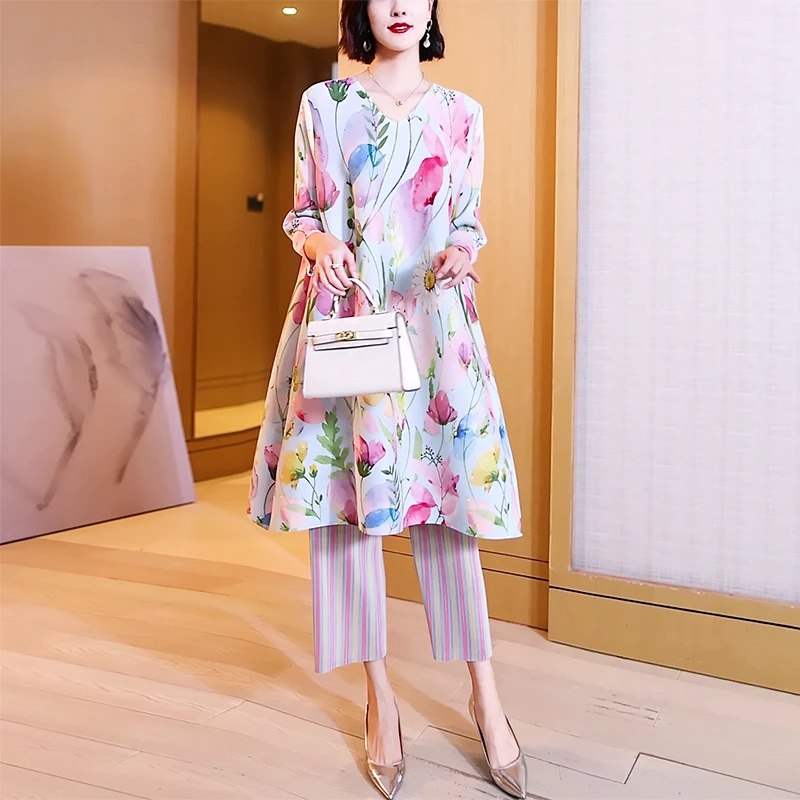 两件套褶皱春季2025年宽松大码女装时尚气质连衣裙两件套DTG1266