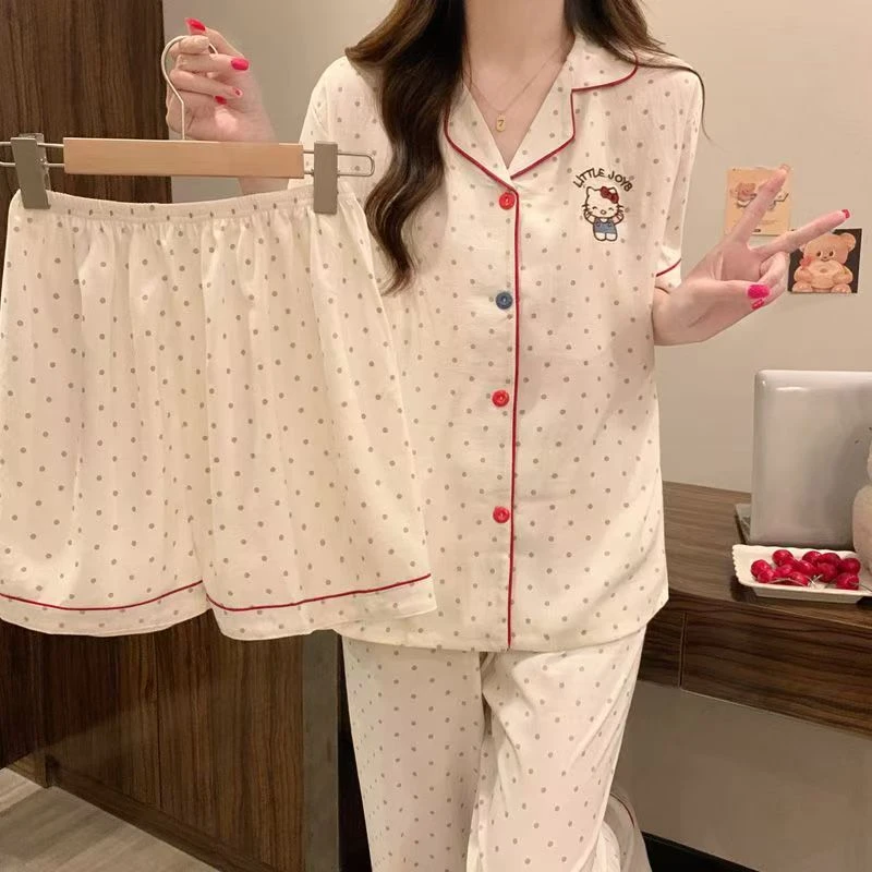 【三件套云朵棉】可爱夏天短袖睡衣女卡通云朵棉纱大码ins风家居服