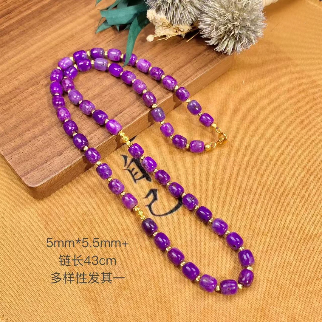 潮生石丨18K金镶舒俱来冰紫枣珠项链5mm*5.5mm+/22010102