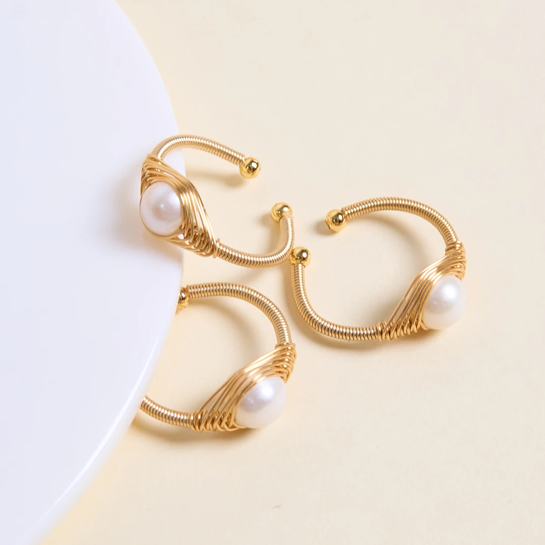 石惑珠宝%珍珠戒指约8mm可调节%多样性发一