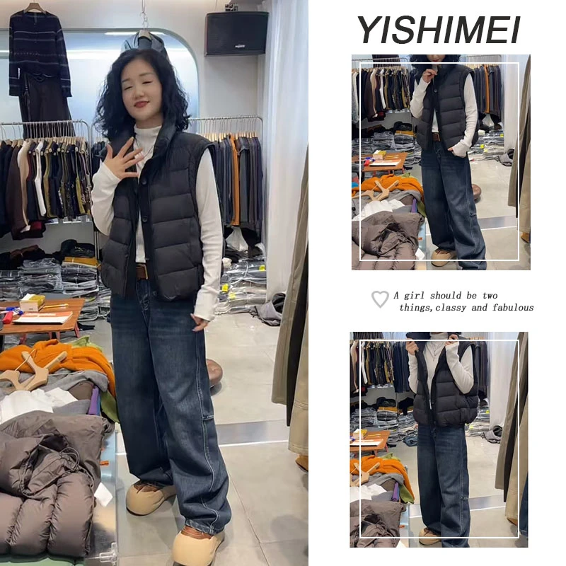 秋冬超火穿搭一整套女2025新款修身上衣棉服马甲复古阔腿裤三件套