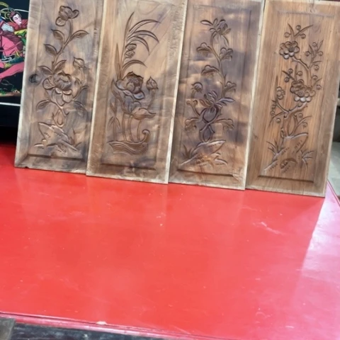 木木雕花板四片木雕