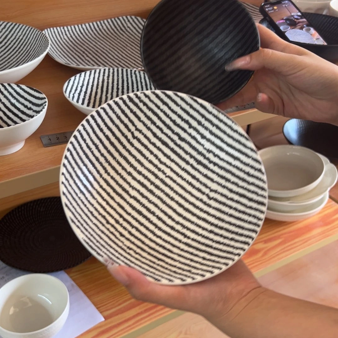 新骨瓷A品 7.5寸 墨条陶白 汤碗