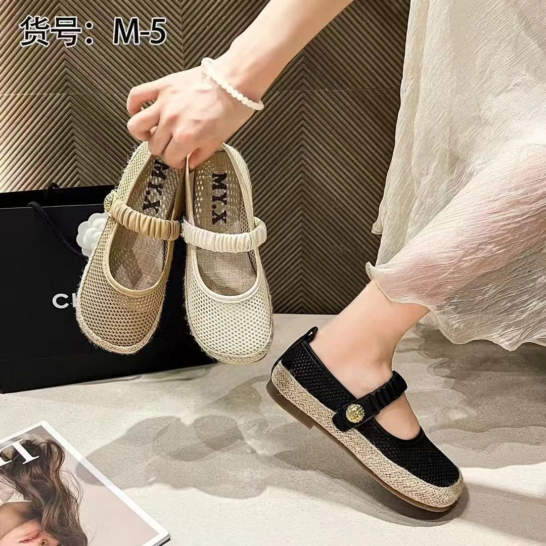 夏休闲款法式女新款百搭软底豆豆鞋单鞋M-5(透网单鞋)