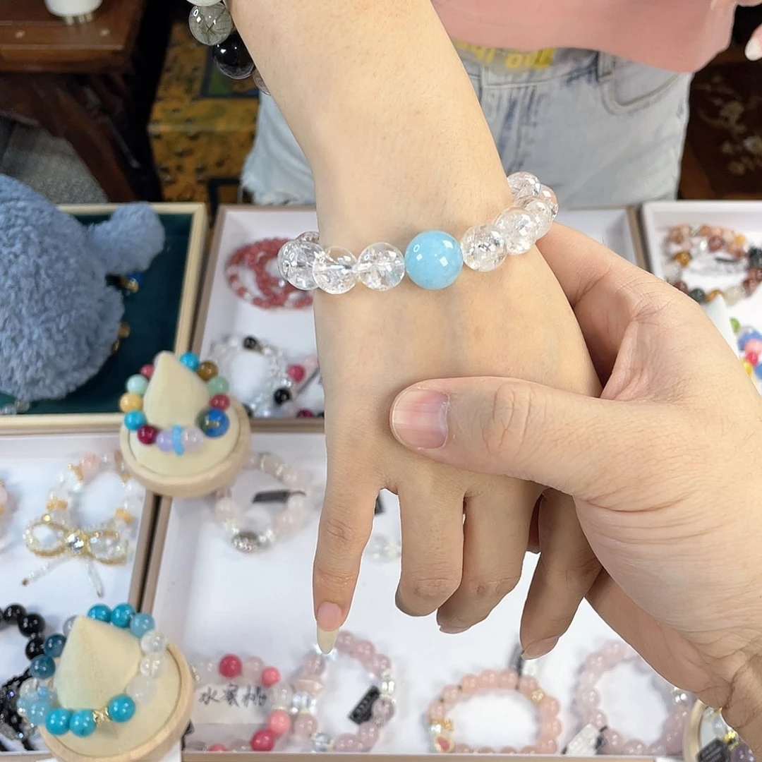 水晶手链银S925镀金镶嵌