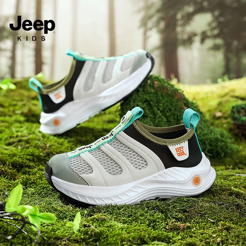 Jeep儿童鞋子户外男童运动鞋春季新款一脚蹬女童运动鞋时尚休闲鞋