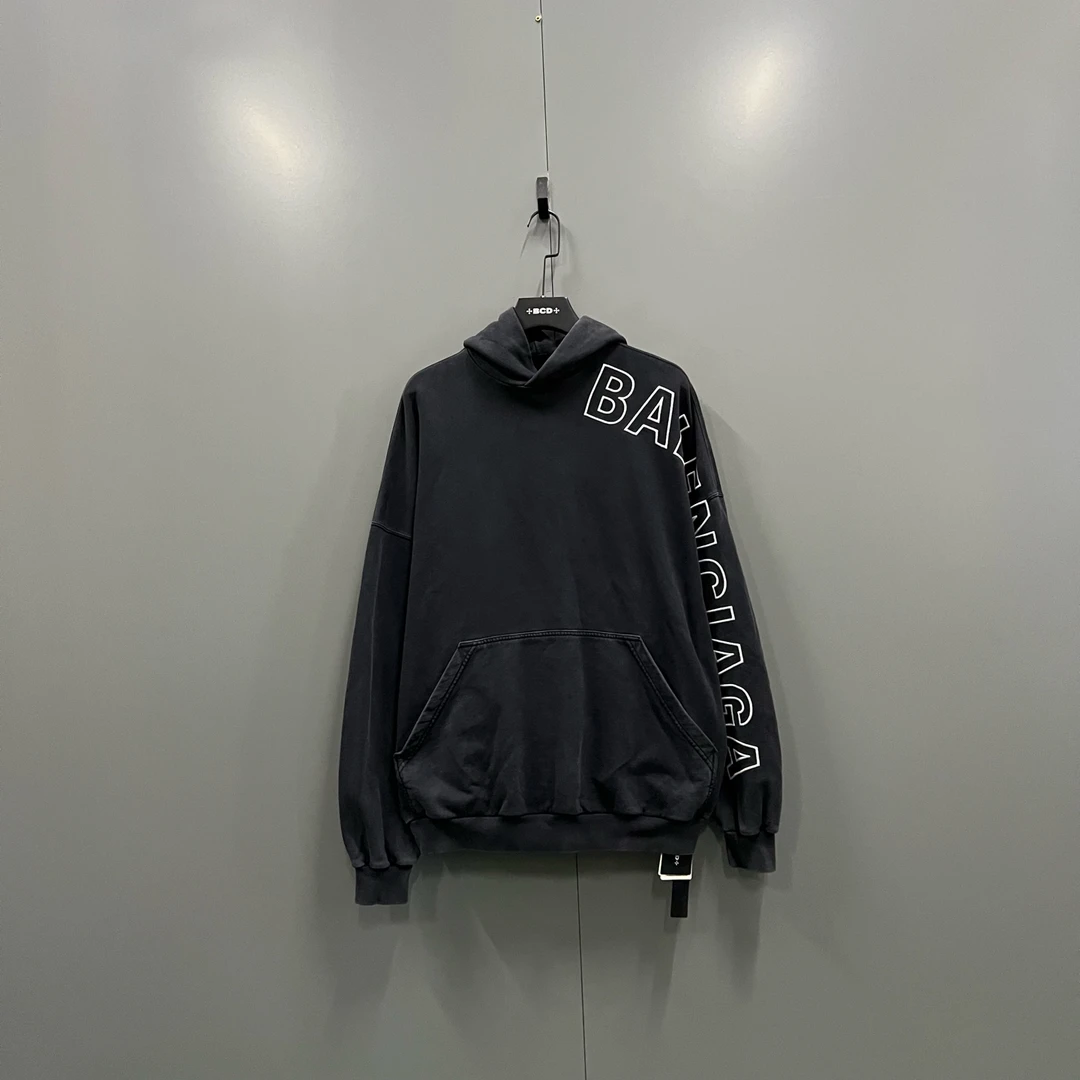 99新 Balenciaga/巴黎世家 h94 侧边刺绣logo帽衫 2码 017593